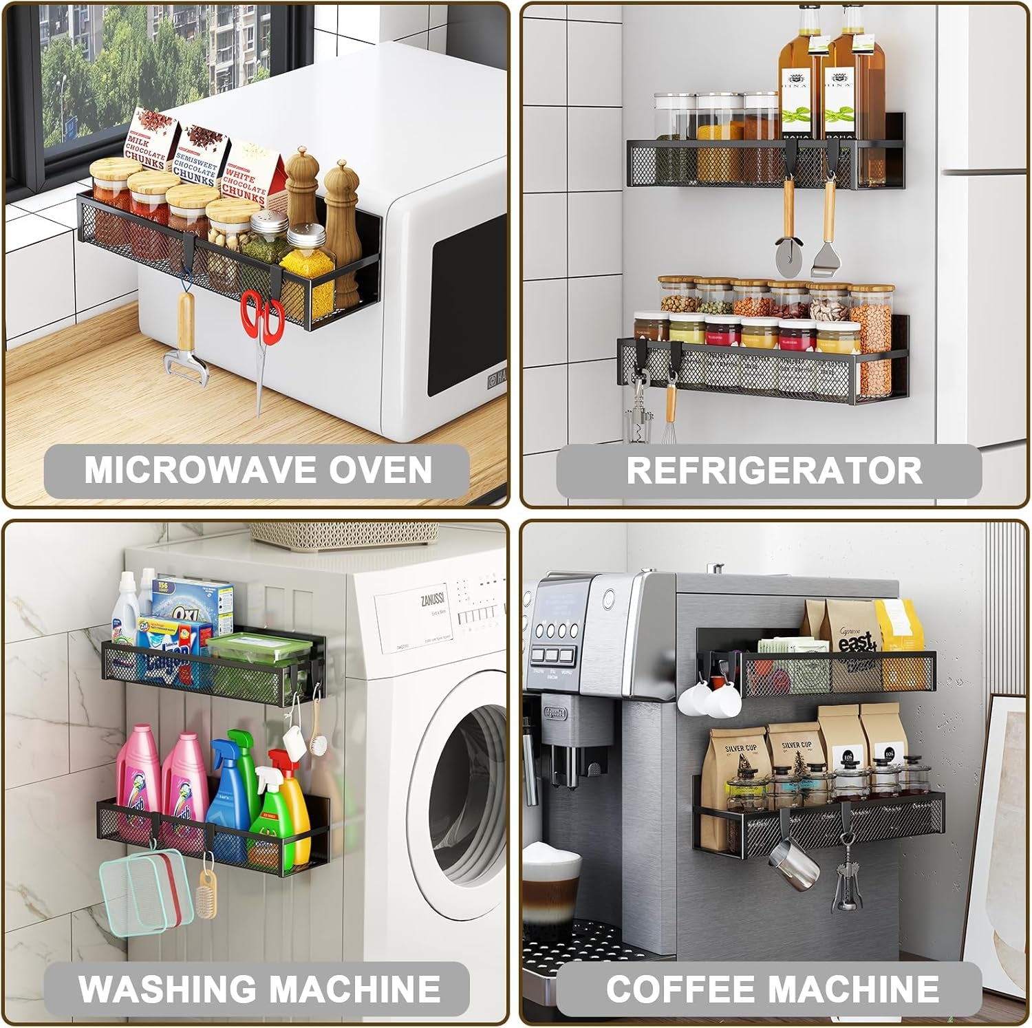 Magnetic Spice Rack for Refrigerator(2 Pack)