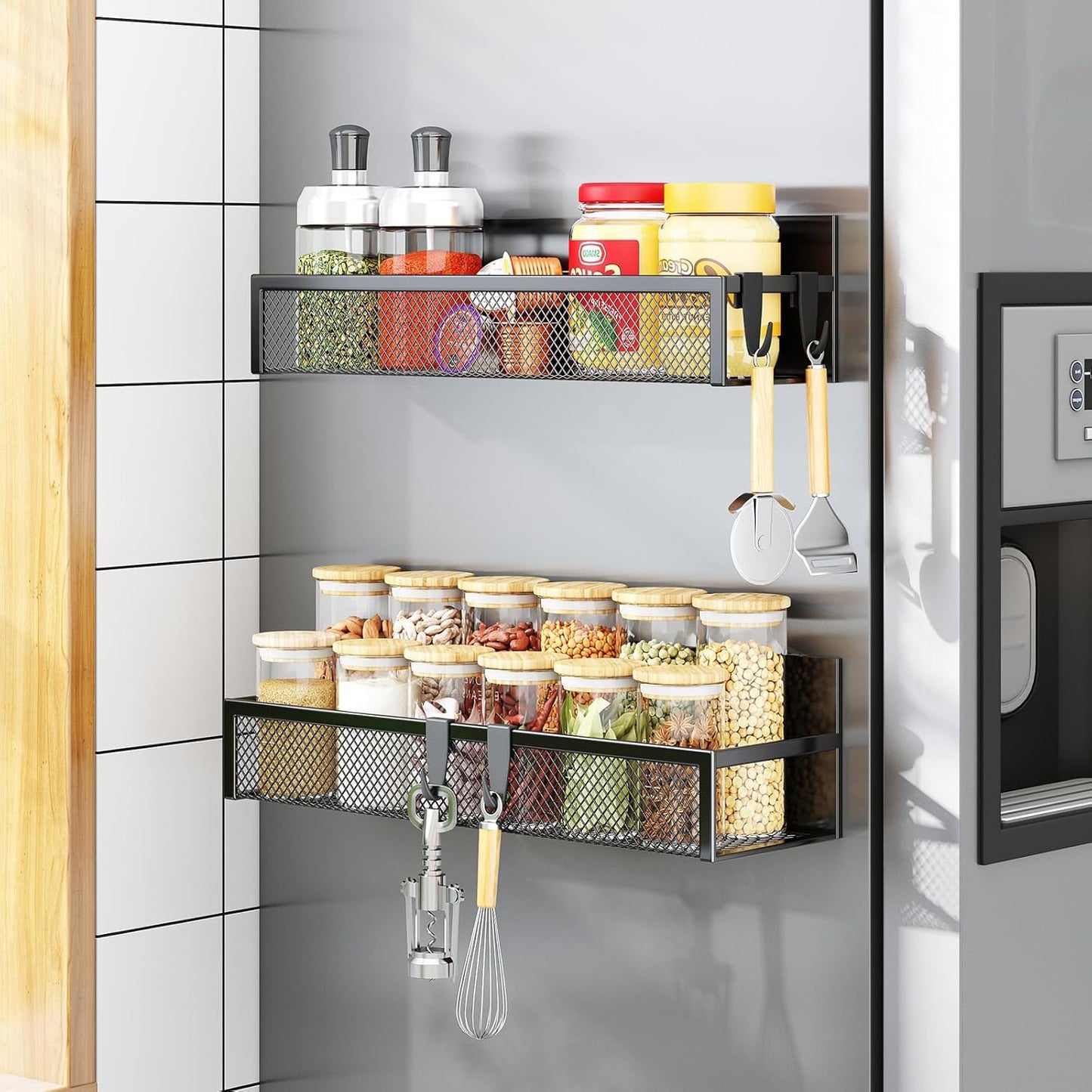 Magnetic Spice Rack for Refrigerator(2 Pack)